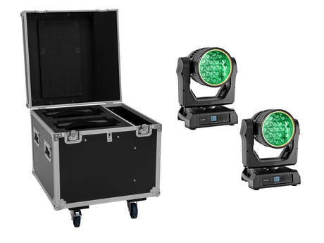 EUROLITE set 2x LED IP TMH-W285 Hypno Moving Head Wash + flightcase med hjul