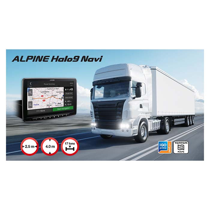 Alpine INE-F904DC Halo9 med navigasjon og lastebilkart