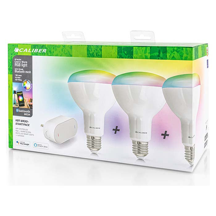 Caliber BR30 smart home starterpakke LED-pære hvit/multi