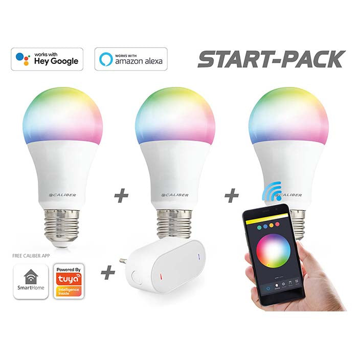 Caliber E27 Smart Home starterpakke LED-pærer hvit/multi
