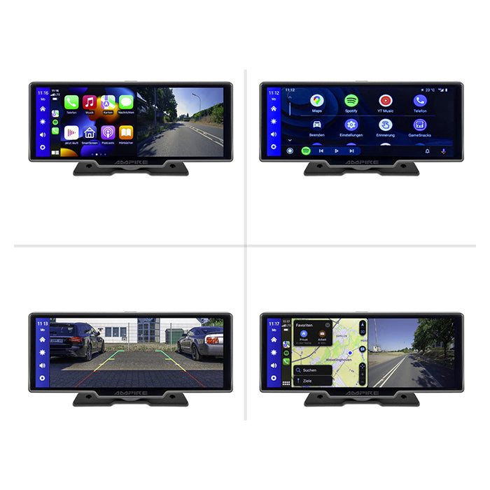 Ampire 10" skjerm med CarPlay Android Auto AHD-dashcam