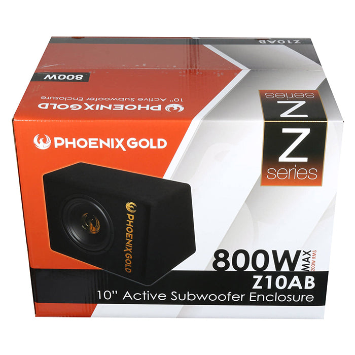 Phoenix Gold 10" aktiv subwoofer med kabler og fjernkontroll