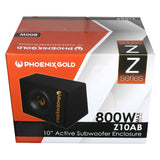 Phoenix Gold 10" aktiv subwoofer med kabler og fjernkontroll