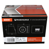 Phoenix Gold 10" aktiv subwoofer med kabler og fjernkontroll