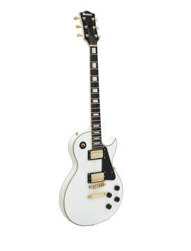 DiMavery LP -520 elektrisk gitar, hvit / gull