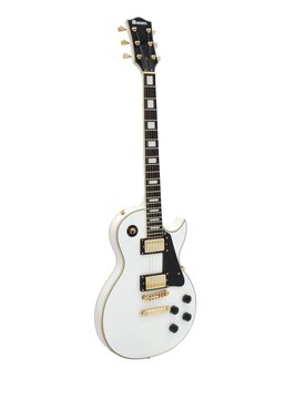 DiMavery LP -520 elektrisk gitar, hvit / gull