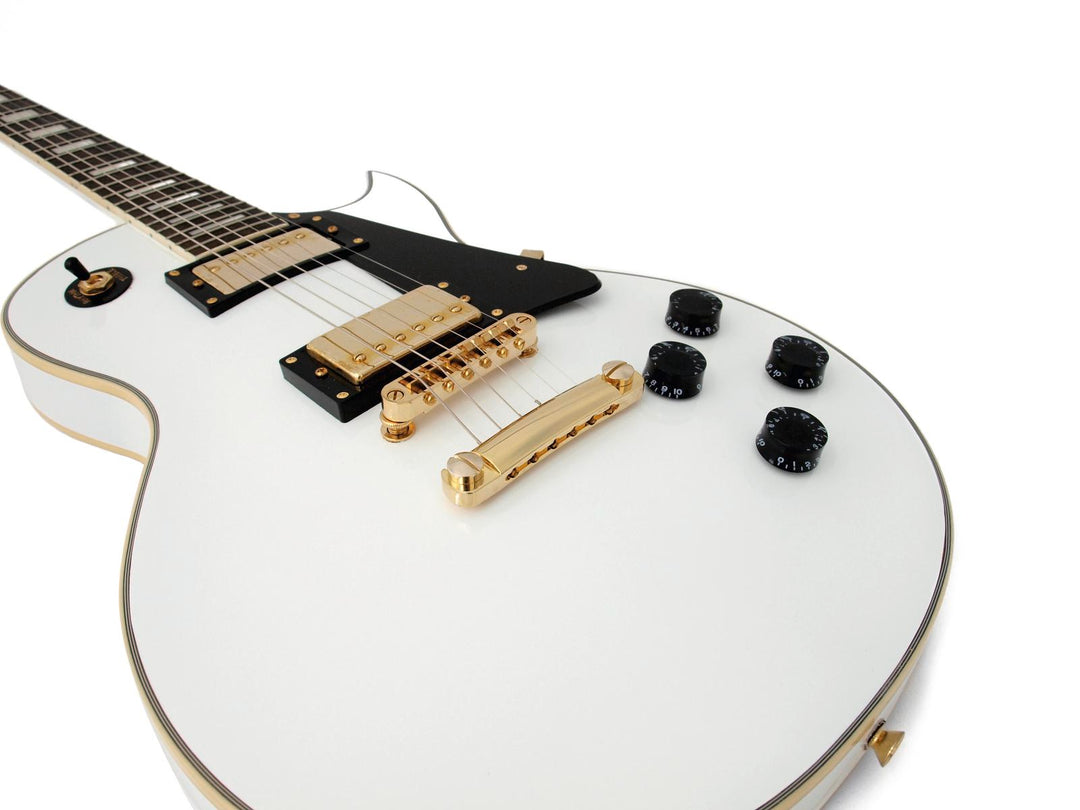 DiMavery LP -520 elektrisk gitar, hvit / gull
