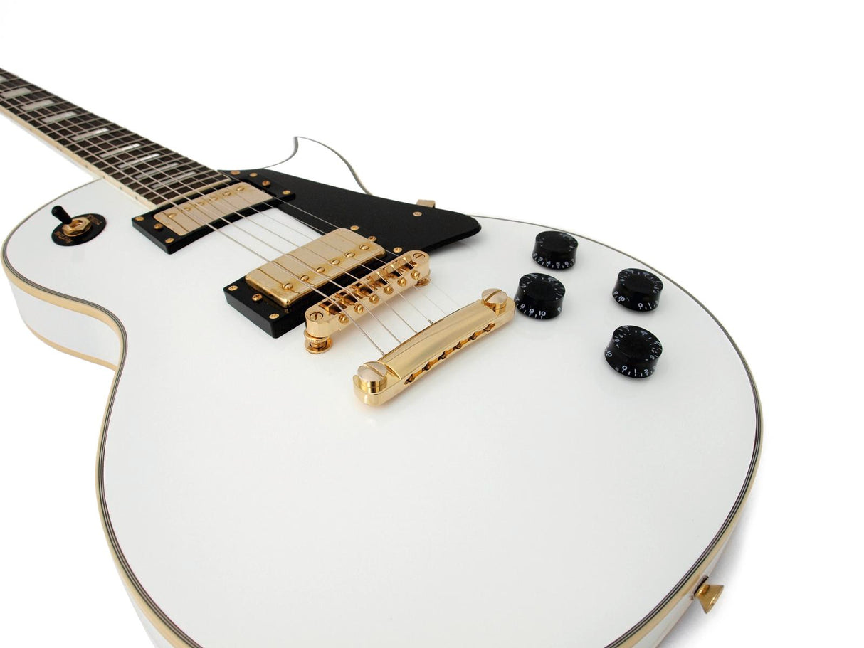 DiMavery LP -520 elektrisk gitar, hvit / gull
