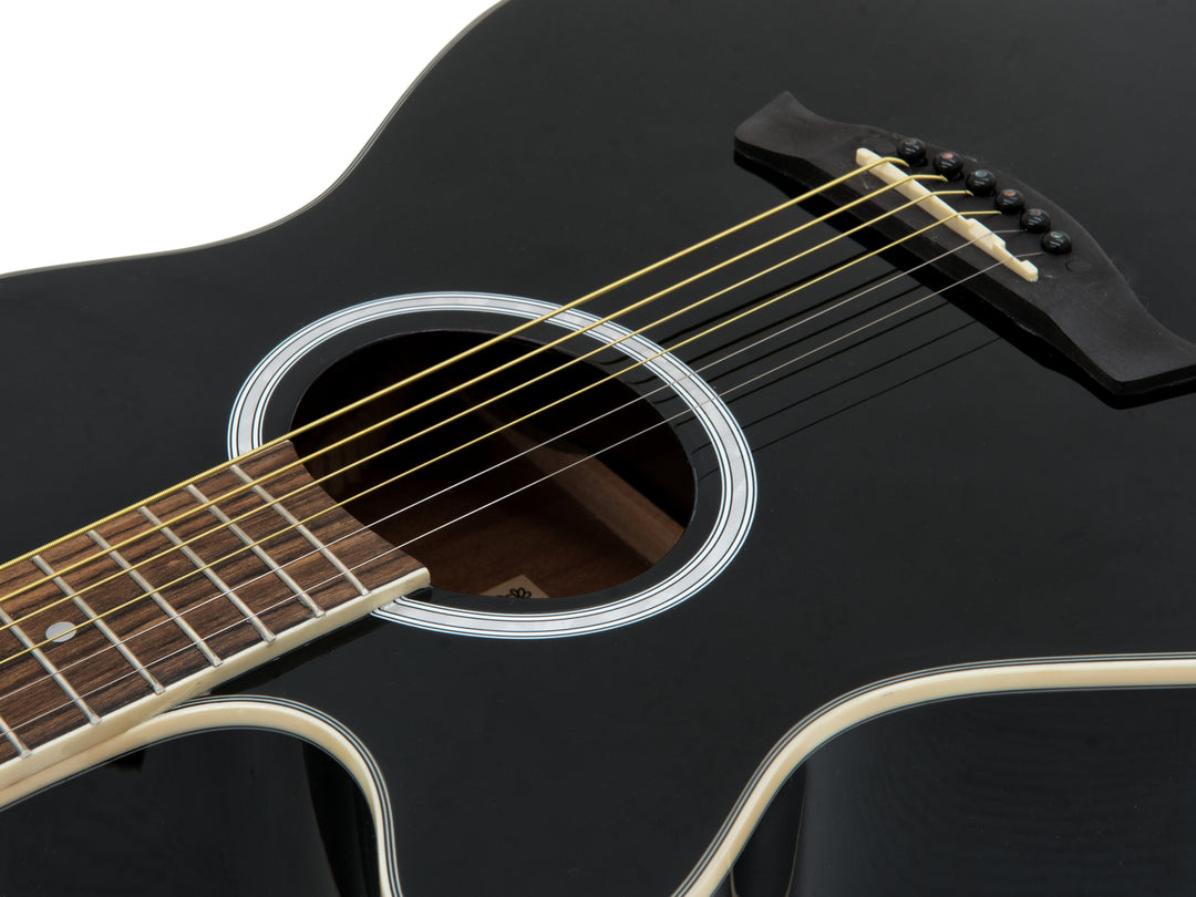 DiMavery AW-400 Western Guitar LH - Sort