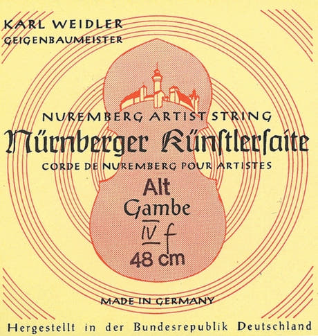 Nürnberger viola da gambe-strenger Kuenstler taukjerne, kromstål omviklet - D'