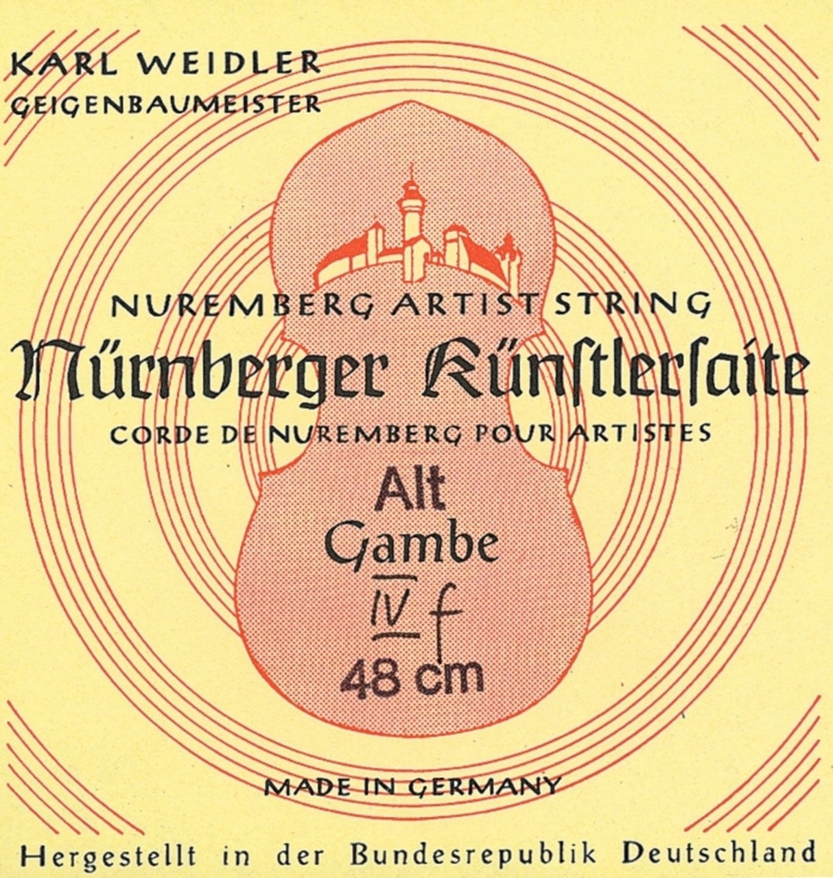Nürnberger viola da gambe-strenger Kuenstler taukjerne, kromstål omviklet - D'