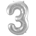 3-formet tallfolieballong (sølv, 86 cm)