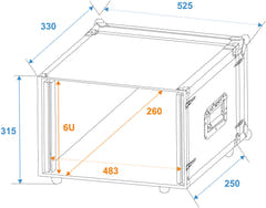 ROADINGER Effect-rack CO DD, 6U, 24cm dypt, svart