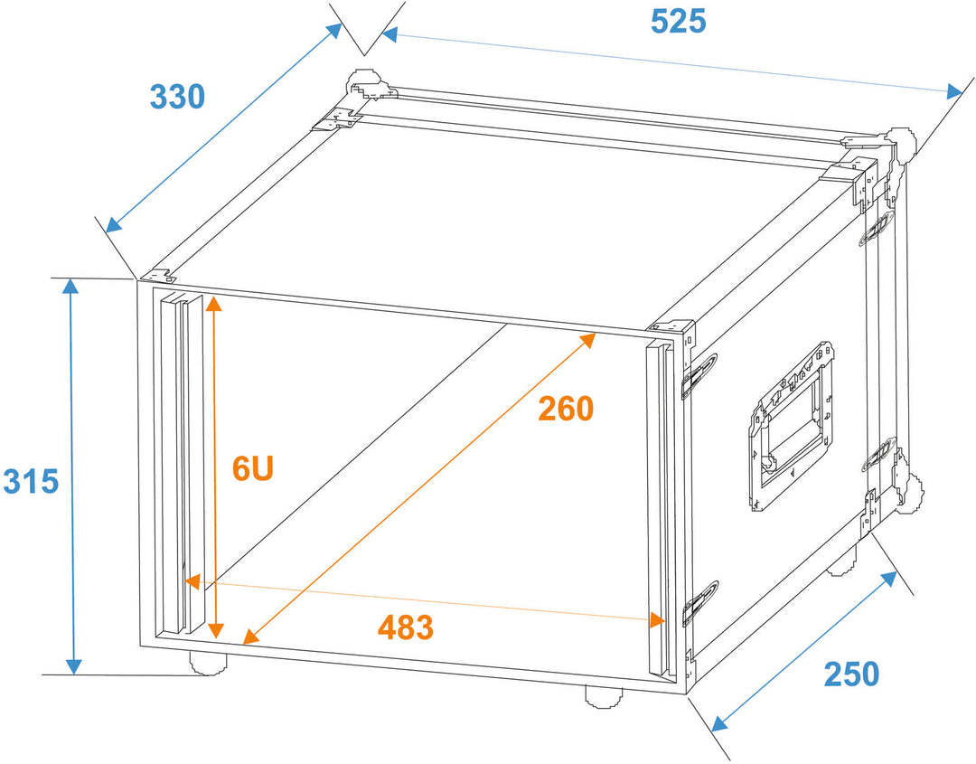 ROADINGER Effect-rack CO DD, 6U, 24cm dypt, svart