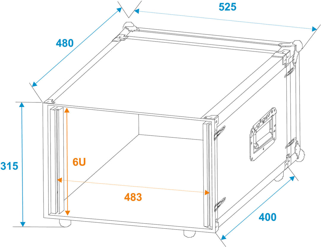 ROADINGER Effect Rack CO DD, 6U, 38cm dyp, svart