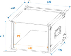 ROADINGER Effect Rack CO DD, 8U, 38cm dyp, svart