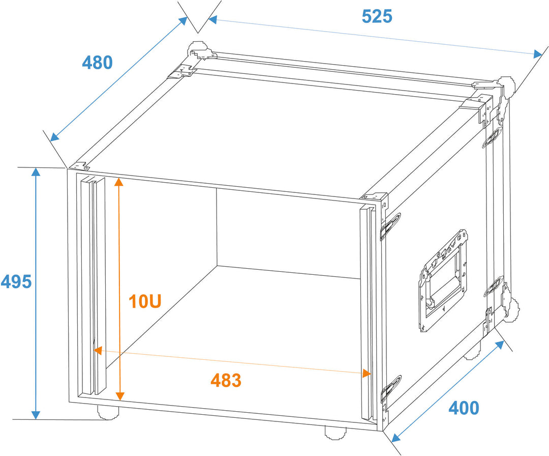 ROADINGER Effect Rack CO DD, 10U, 38cm dyp, svart