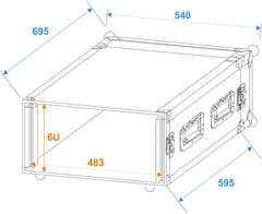 ROADINGER forsterkerrack PR-2ST, 6U, 57cm dyp