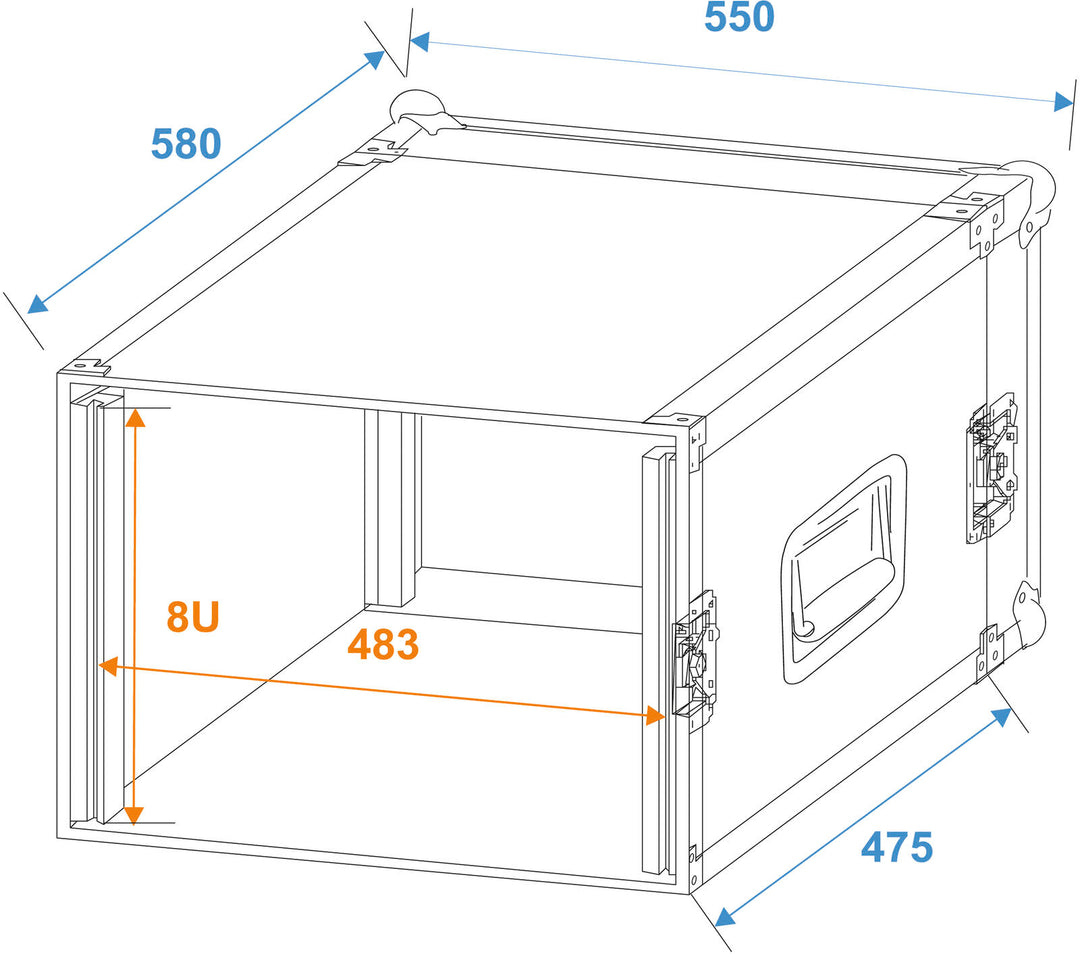 ROADINGER forsterkerrack PR-2, 8U, 47cm dyp