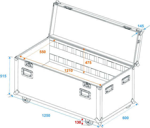 Tour Case med hjul (125 x 60 x 78 cm)