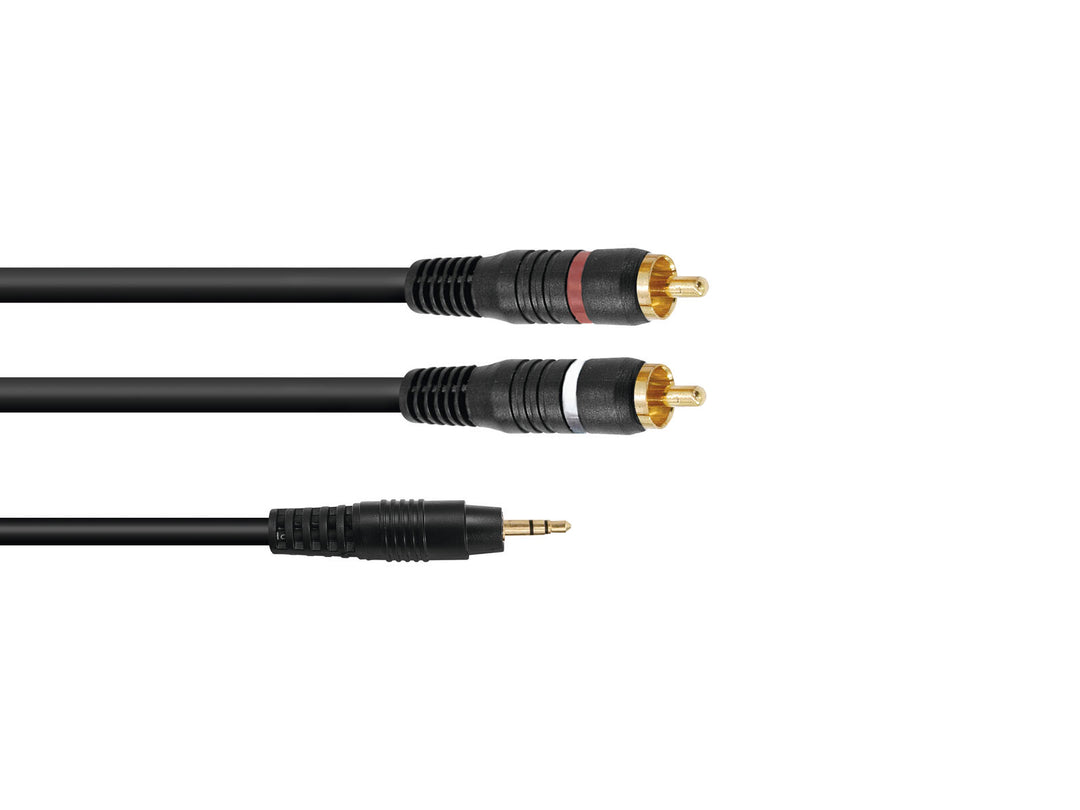 OMNITRONIC adapterkabel 3.5 Jack/2xRCA 1.5m bk