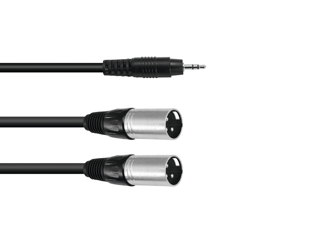 OMNITRONIC Adapterkabel 3.5 Jack/2xXLR(M) 3m bk