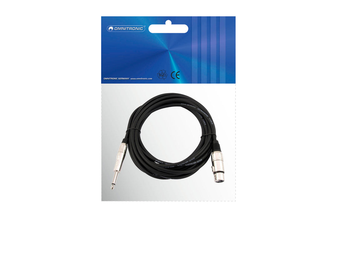 OMNITRONIC adapterkabel XLR(F)/Jack mono 2m bk