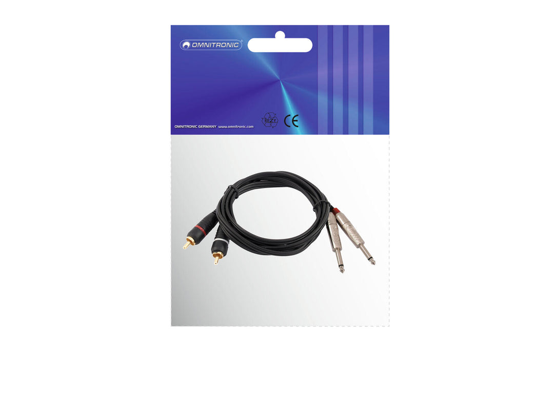 OMNITRONIC adapterkabel 2xjack/2xRCA 1m bk