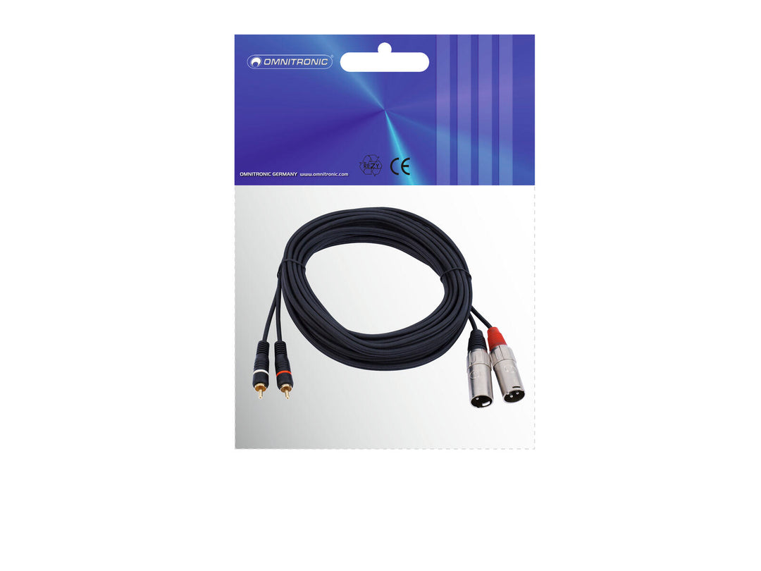 OMNITRONIC adapterkabel 2xXLR(M)/2xRCA 6m bk