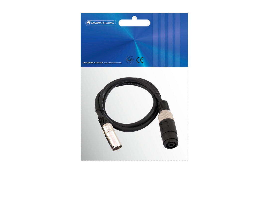 OMNITRONIC adapterkabel høyttaler(F)/XLR(M) 1m bk