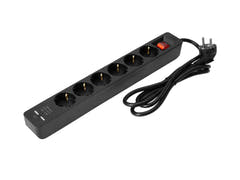 EUROLITE fordeler ON-1 6-dobbel + 2 USB bk