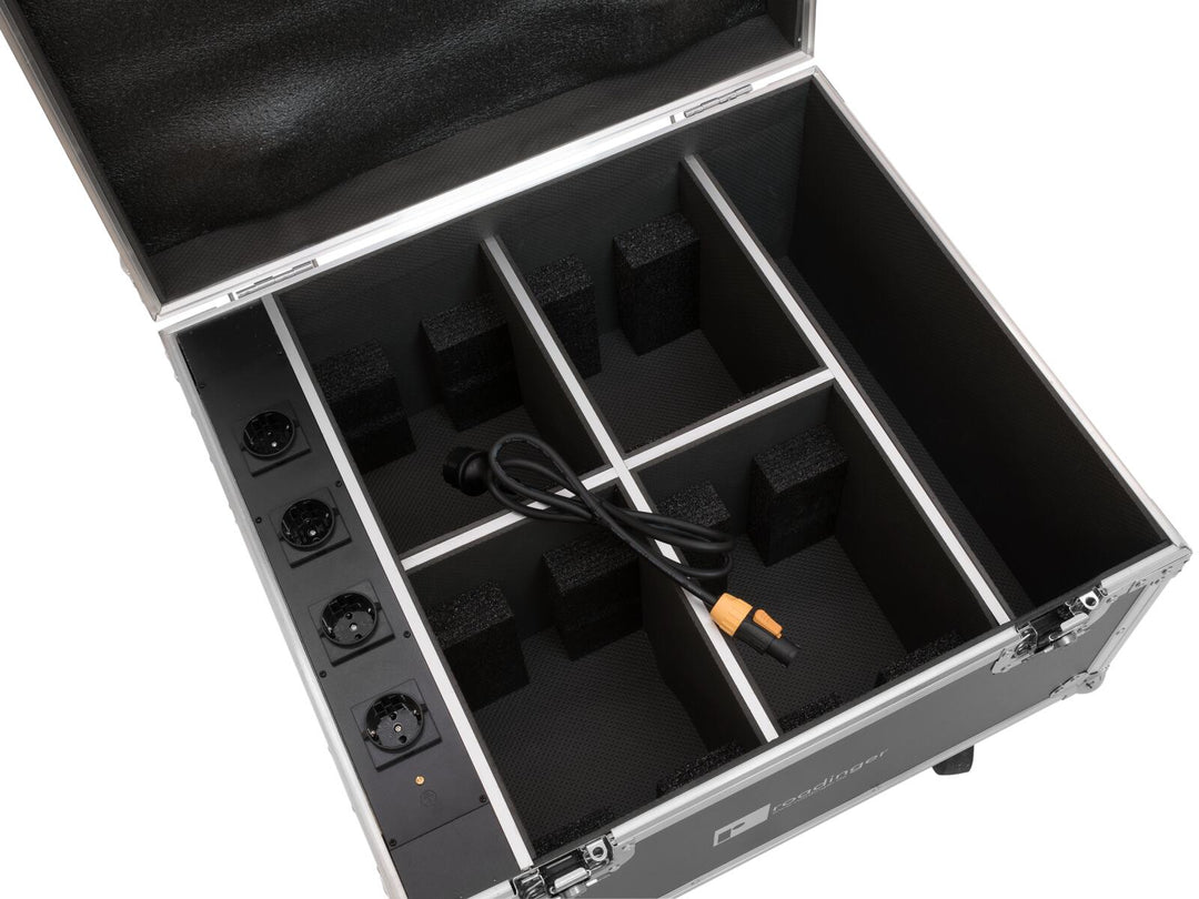 ROADINGER Flightcase for 4x AKKU IP PAR 7 QCL WDMX med ladefunksjon