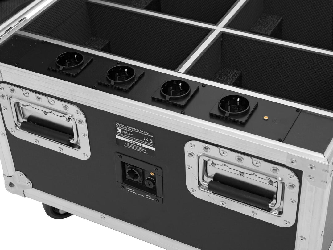 ROADINGER Flightcase for 4x AKKU IP PAR 7 QCL WDMX med ladefunksjon
