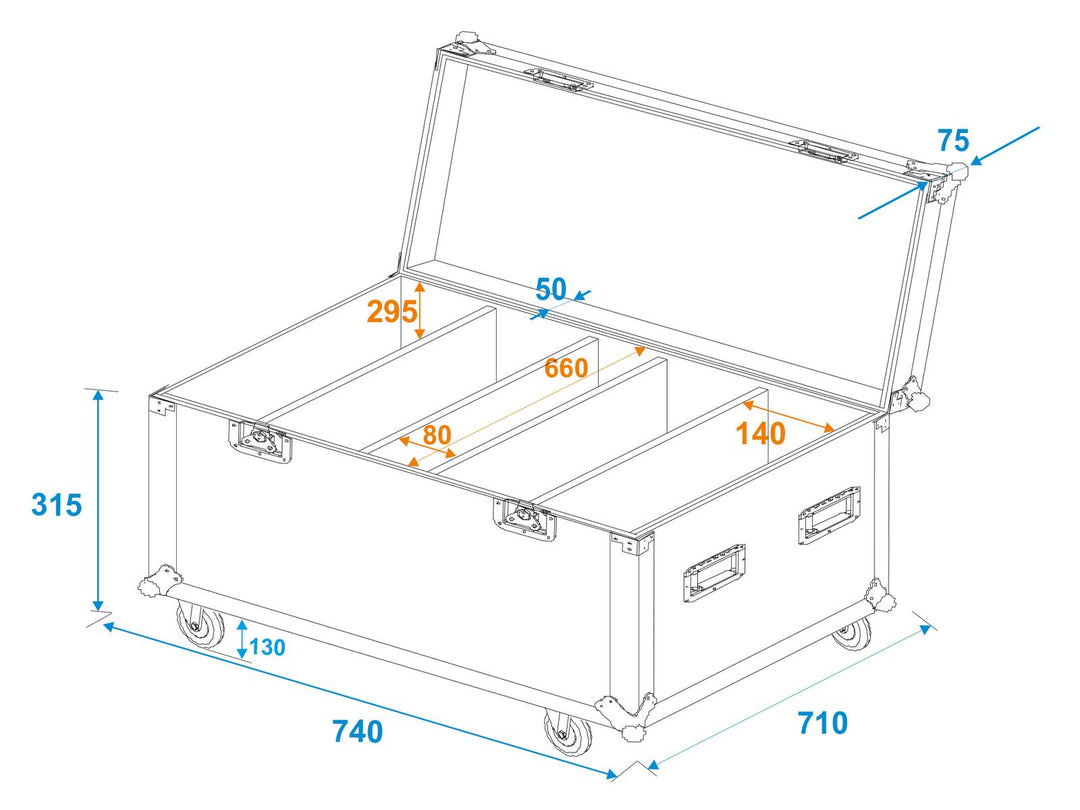 ROADINGER Flightcase for 4x LED PLL-480 med hjul