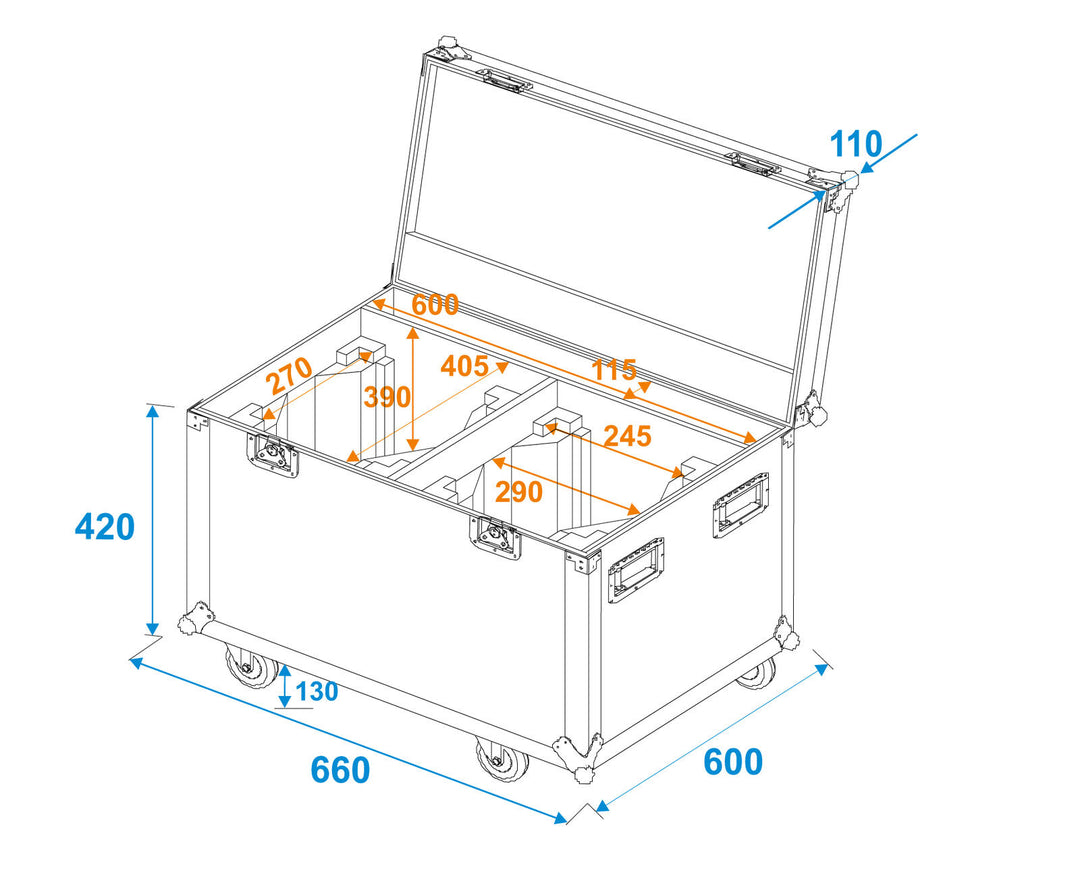 ROADINGER flightcase for 2x EYE-1940 med hjul