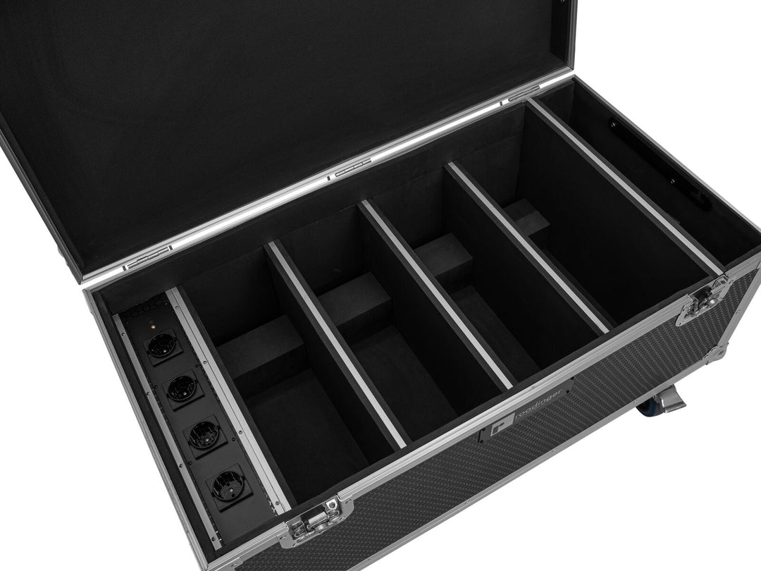 ROADINGER Flightcase 4x AKKU Multiflood IP 8x10W RGBW Wash CRMX med ladefunksjon