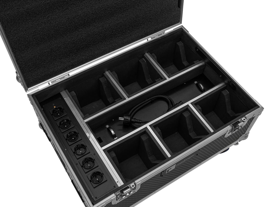 ROADINGER Flightcase 6x AKKU IP TL-3 QCL Trusslight CRMX med ladefunksjon og hjul