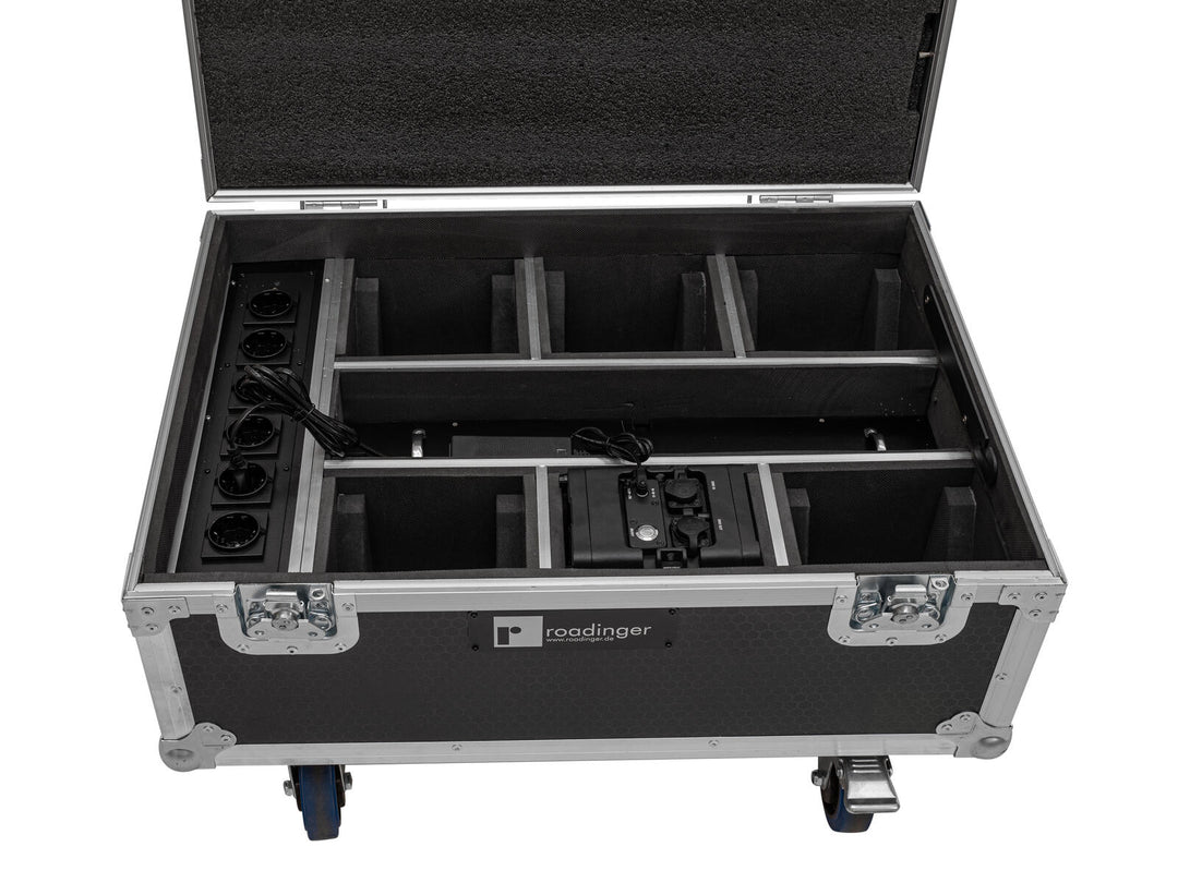 ROADINGER Flightcase 6x AKKU IP TL-3 QCL Trusslight CRMX med ladefunksjon og hjul