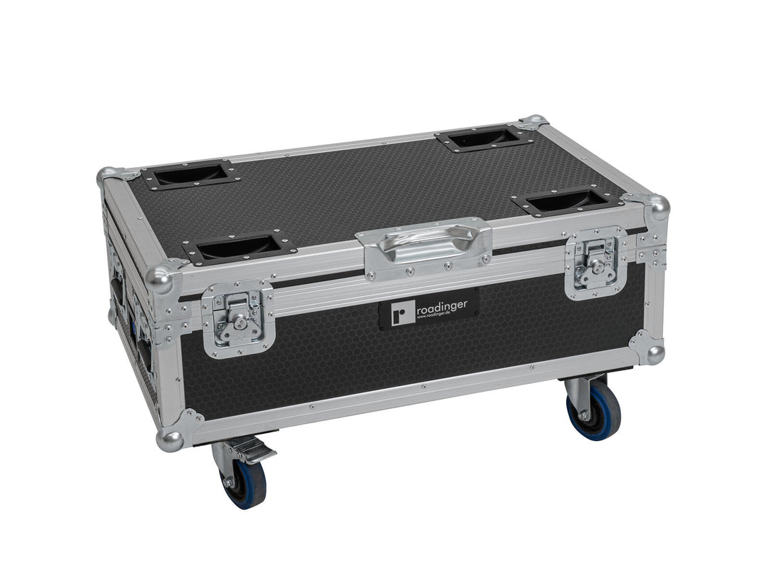ROADINGER Flightcase 6x AKKU UP-4 QCL Spot QuickDMX MK2 med ladefunksjon og hjul