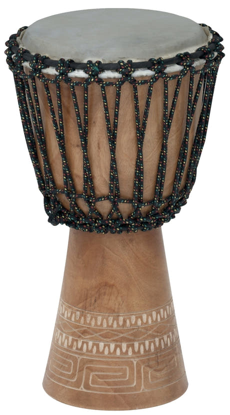 GEWA djembe i mahogni, håndlaget i Indonesia, ca. 45 cm høy, Ø 8"