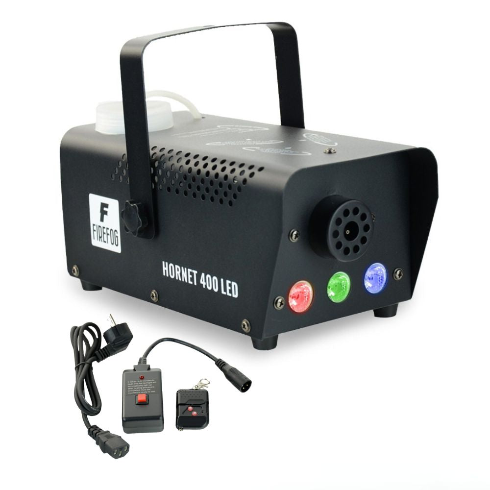 Firefog Hornet 400LED røykmaskin 400 W med LED og 2 fjernkontroller, svart