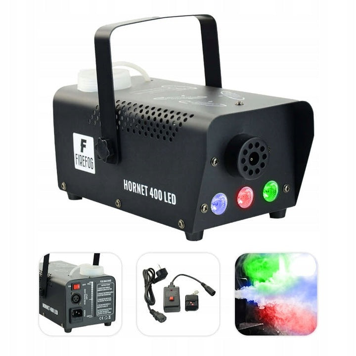 Firefog Hornet 400LED røykmaskin 400 W med LED og 2 fjernkontroller, svart