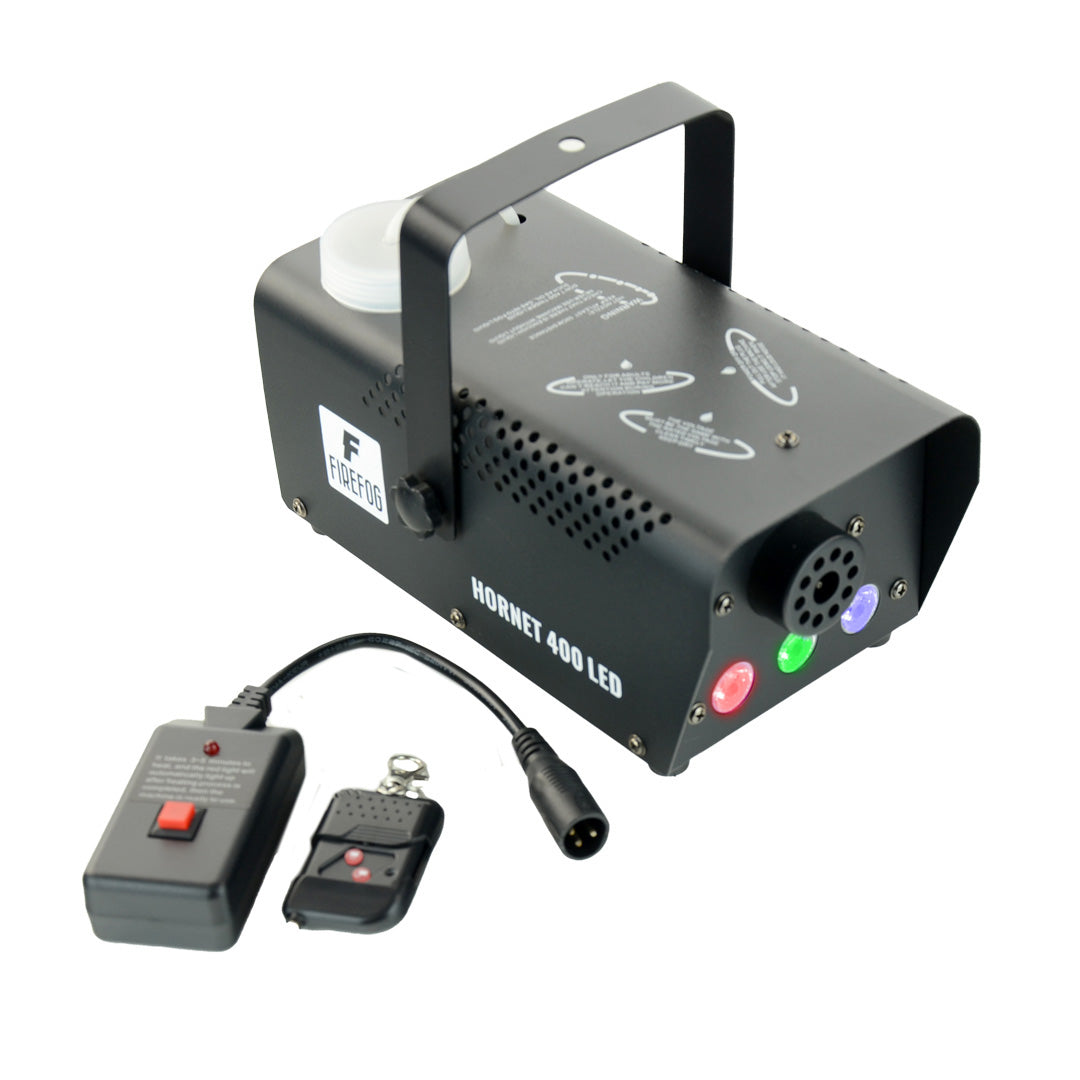 Firefog Hornet 400LED røykmaskin 400 W med LED og 2 fjernkontroller, svart