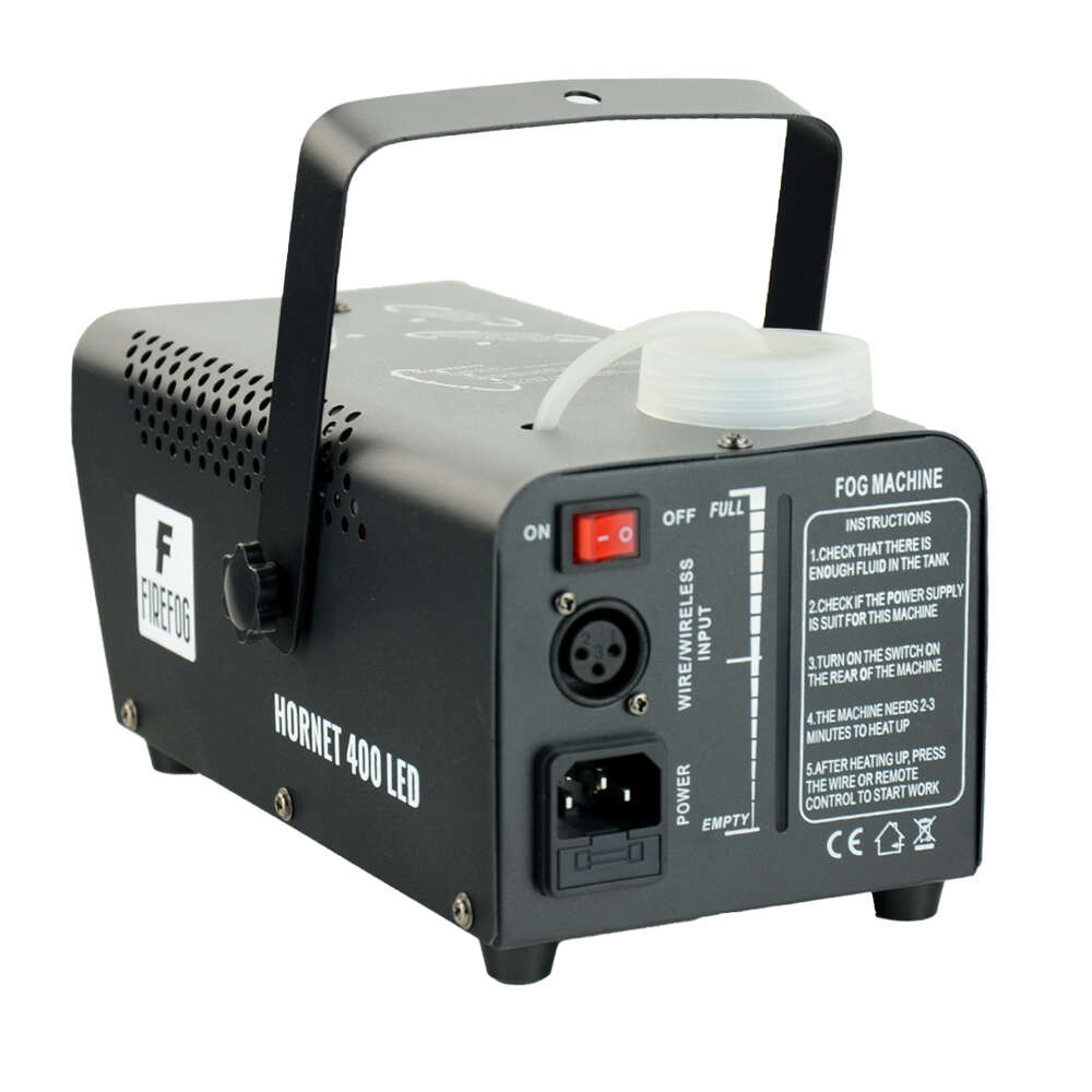 Firefog Hornet 400LED røykmaskin 400 W med LED og 2 fjernkontroller, svart
