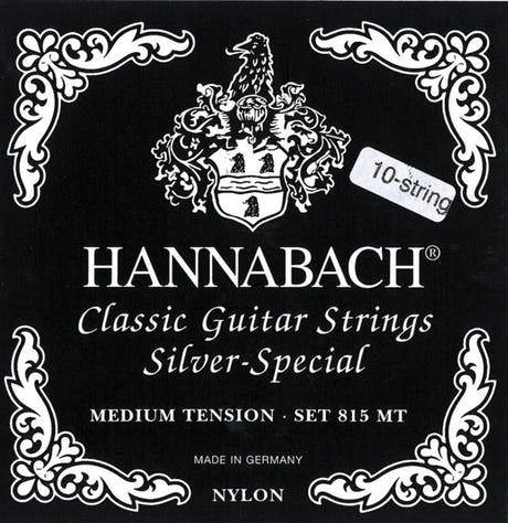Hannabach strenger for klassisk gitar Serie 815 For 8/10-strengs gitar / medium tenion Silver special - Sett 8-strengs medium (81508ZMT)