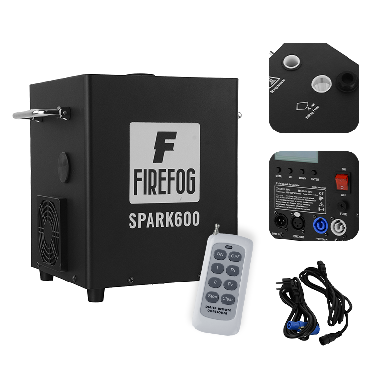 Firefog SPARK600 gnistmaskin med kalde gnister og DMX