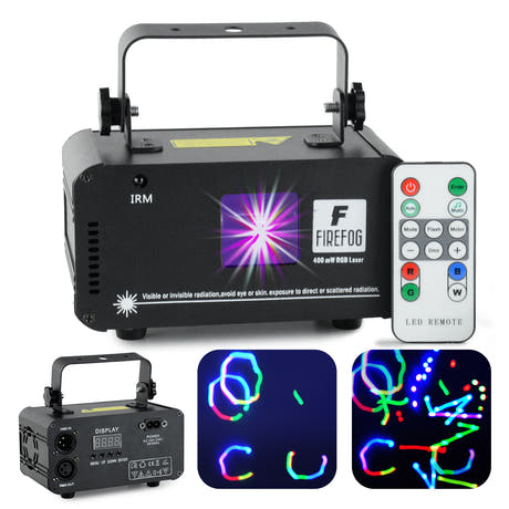 Firefog RGB disco laser 400 mW med DMX og fjernkontroll