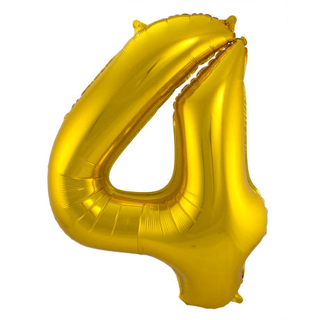 4-formet tallfolieballong (gull, 86 cm)