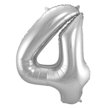 4-formet tallfolieballong (sølv, 86 cm)