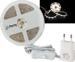 Party Light & Sound LED-strip (hvit, 3m)